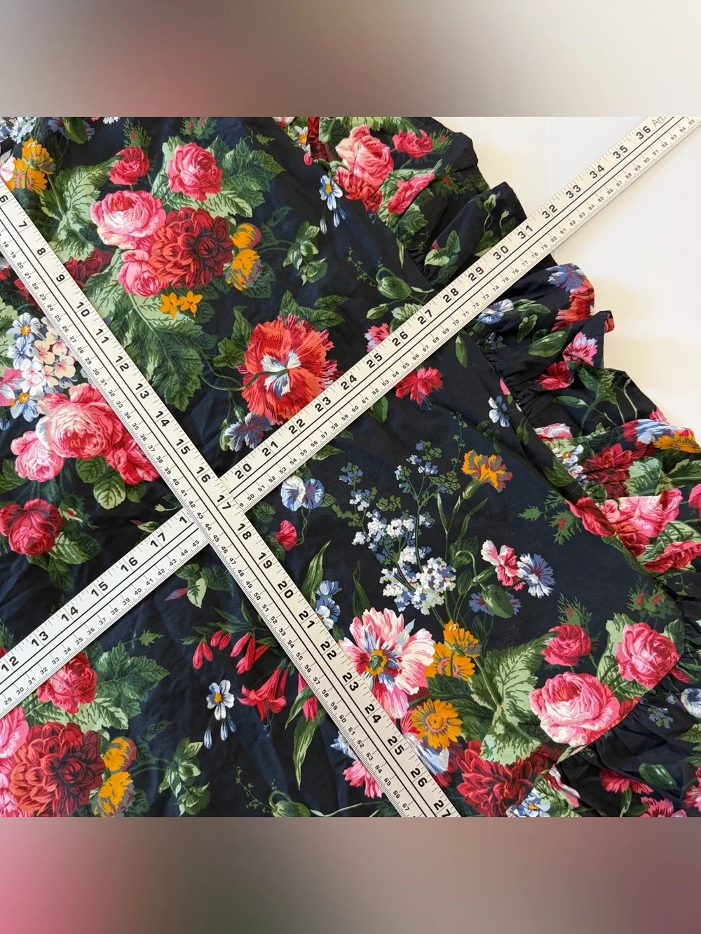 Ralph Lauren Isadora Black Floral Ruffled Euro Sham